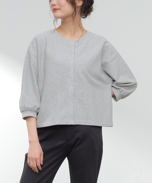 Honeys（ハニーズ）の「スナップ釦カーデ（カーディガン/ボレロ・レディース・ホワイト/ブラック/グリーン/杢グレー/オレンジ系その他・S/M/L）」の20枚目の写真