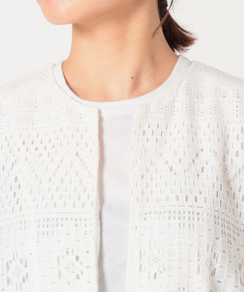 SLOBE IENA（スローブイエナ）の「レースノーカラー（ノーカラージャケット・レディース・ホワイト/グリーン・FREE）」の19枚目の写真