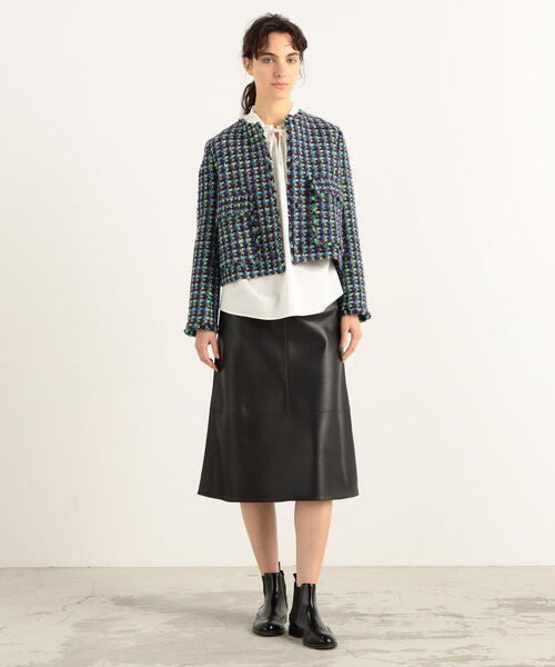 TOMORROWLAND （トゥモローランド）の「カラーミックスツイード ノーカラージャケット（ノーカラージャケット・レディース・パープル系その他4・36）」の3枚目の写真