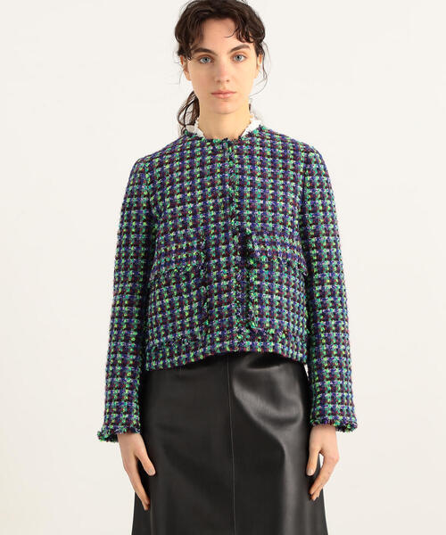 TOMORROWLAND （トゥモローランド）の「カラーミックスツイード ノーカラージャケット（ノーカラージャケット・レディース・パープル系その他4・36）」の5枚目の写真