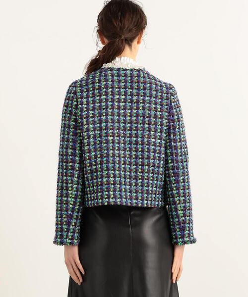 TOMORROWLAND （トゥモローランド）の「カラーミックスツイード ノーカラージャケット（ノーカラージャケット・レディース・パープル系その他4・36）」の7枚目の写真