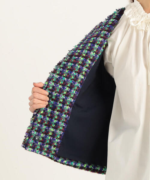 TOMORROWLAND （トゥモローランド）の「カラーミックスツイード ノーカラージャケット（ノーカラージャケット・レディース・パープル系その他4・36）」の9枚目の写真