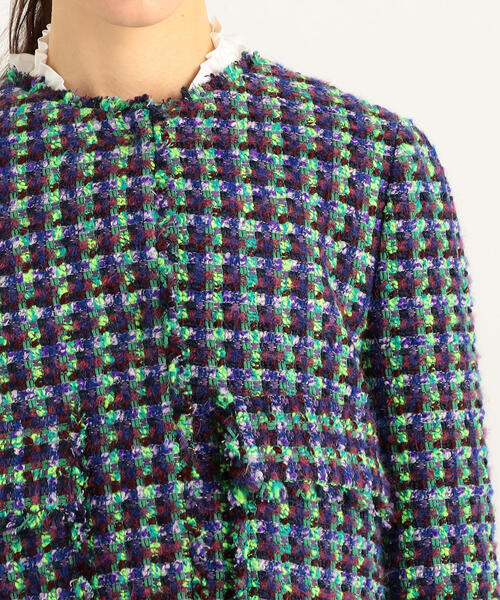 TOMORROWLAND （トゥモローランド）の「カラーミックスツイード ノーカラージャケット（ノーカラージャケット・レディース・パープル系その他4・36）」の10枚目の写真