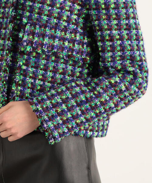 TOMORROWLAND （トゥモローランド）の「カラーミックスツイード ノーカラージャケット（ノーカラージャケット・レディース・パープル系その他4・36）」の12枚目の写真