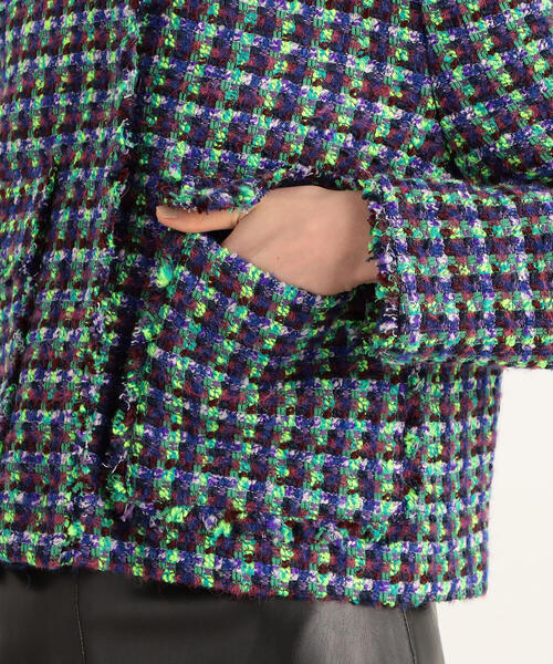 TOMORROWLAND （トゥモローランド）の「カラーミックスツイード ノーカラージャケット（ノーカラージャケット・レディース・パープル系その他4・36）」の13枚目の写真
