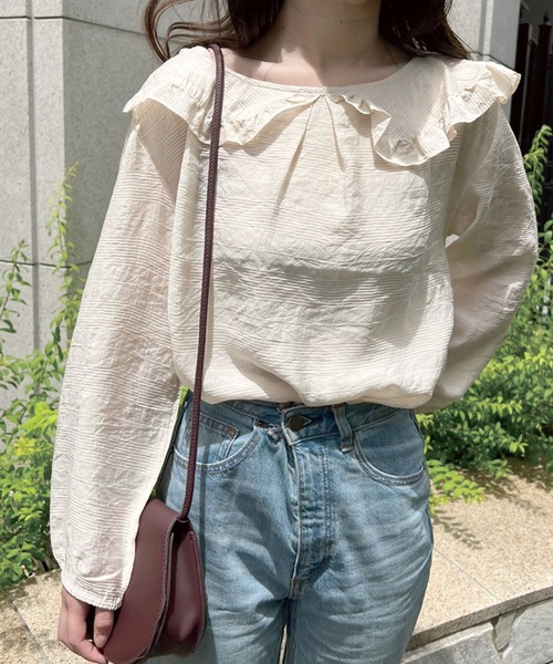 Twinkle;pm(トゥインクルピーエム)の「衿フリルブラウス(シャツ/ブラウス・レディース・ホワイト/ベージュ/レッド/ミント・FREE)」の3枚目の写真