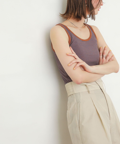 SENSE OF PLACE by URBAN RESEARCH（センスオブプレイスバイアーバンリサーチ）の「リンガーボーダータンクトップ（タンクトップ・レディース・ホワイト系その他/ピンク系その他/ブルー系その他/グリーン系その他・ONE）」の4枚目の写真