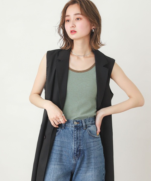 SENSE OF PLACE by URBAN RESEARCH（センスオブプレイスバイアーバンリサーチ）の「リンガーボーダータンクトップ（タンクトップ・レディース・ホワイト系その他/ピンク系その他/ブルー系その他/グリーン系その他・ONE）」の6枚目の写真