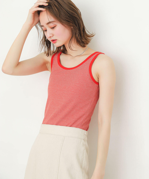 SENSE OF PLACE by URBAN RESEARCH（センスオブプレイスバイアーバンリサーチ）の「リンガーボーダータンクトップ（タンクトップ・レディース・ホワイト系その他/ピンク系その他/ブルー系その他/グリーン系その他・ONE）」の16枚目の写真