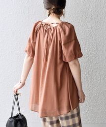 *〈手洗い可能〉シアーカルゼバルーンスリーブチュニック◆