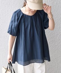 *〈手洗い可能〉シアーカルゼバルーンスリーブチュニック◆