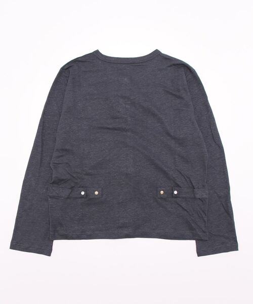 アニエスベー　カーディガンプレッション　リネン　ネイビー JDJ6 CARDIGAN リネンカーディガンプレッション ｜agnès b