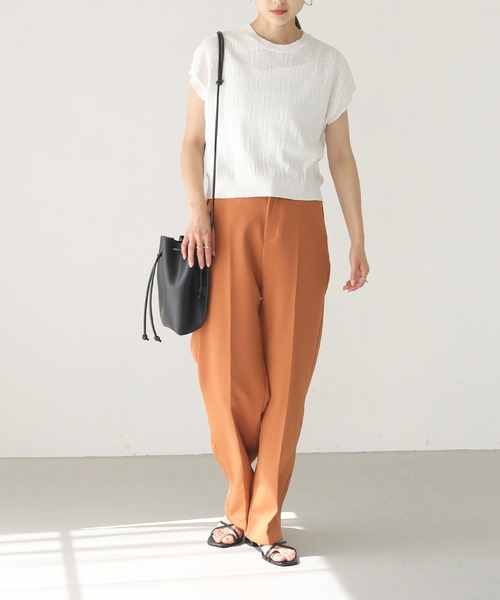 HER CLOSET(ハークローゼット)の「【shemoshelly】フレンチスリーブ透かし編みニット(ニット/セーター・レディース・ブラック/オフホワイト/グリーン/グレイッシュベージュ・M)」の8枚目の写真