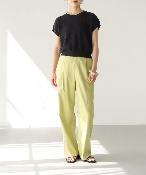 HER CLOSET(ハークローゼット)の「【shemoshelly】フレンチスリーブ透かし編みニット(ニット/セーター・レディース・ブラック/オフホワイト/グリーン/グレイッシュベージュ・M)」の13枚目の写真