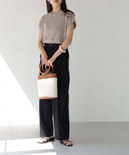 HER CLOSET(ハークローゼット)の「【shemoshelly】フレンチスリーブ透かし編みニット(ニット/セーター・レディース・ブラック/オフホワイト/グリーン/グレイッシュベージュ・M)」の21枚目の写真