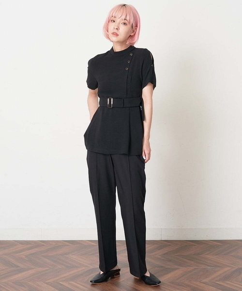 A de a.v.v(アードアー・ヴェ・ヴェ)の「ベルト付きぺプラムブラウス(シャツ/ブラウス・レディース・ブラック/ブルー・36/38)」の7枚目の写真