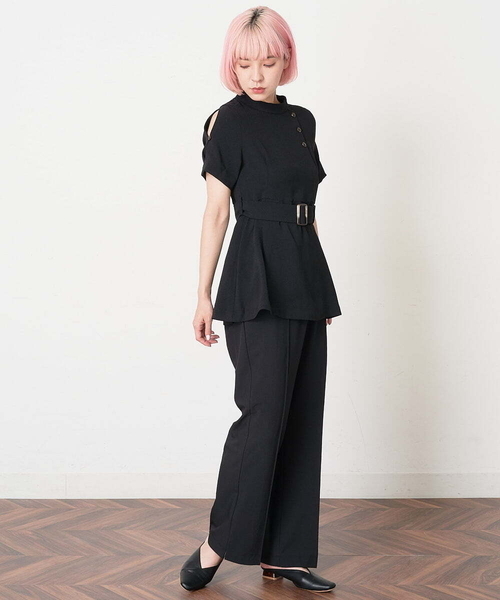 A de a.v.v(アードアー・ヴェ・ヴェ)の「ベルト付きぺプラムブラウス(シャツ/ブラウス・レディース・ブラック/ブルー・36/38)」の5枚目の写真