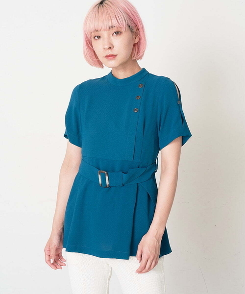 A de a.v.v(アードアー・ヴェ・ヴェ)の「ベルト付きぺプラムブラウス(シャツ/ブラウス・レディース・ブラック/ブルー・36/38)」の16枚目の写真