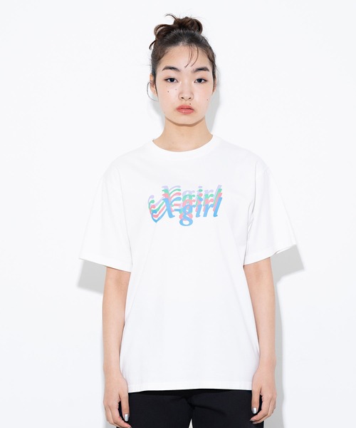 X-girl(エックスガール)の「FOUR LOGOS S/S TEE(Tシャツ/カットソー・レディース・ホワイト/ブラック・S/M/L/XL)」の7枚目の写真