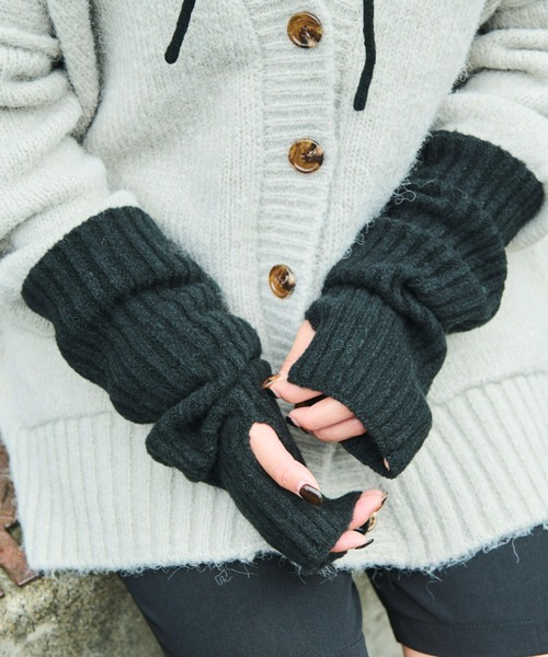 Auntie Rosa Holiday（アンティローザホリデー）の「ブークレリブアームウォーマー（アームカバー・レディース・ブラック/オレンジ/グリーン/ナチュラル・FREE）」の14枚目の写真