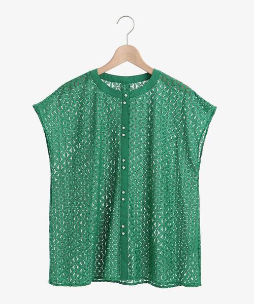 le.coeur blanc（ルクールブラン）の「フラワーレースパールボタンブラウス（シャツ/ブラウス・レディース・ブラック/オフホワイト/グリーン・38）」の10枚目の写真