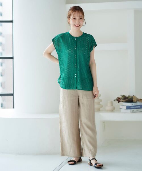 le.coeur blanc（ルクールブラン）の「フラワーレースパールボタンブラウス（シャツ/ブラウス・レディース・ブラック/オフホワイト/グリーン・38）」の17枚目の写真