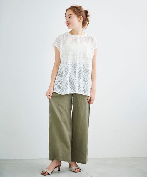 le.coeur blanc（ルクールブラン）の「フラワーレースパールボタンブラウス（シャツ/ブラウス・レディース・ブラック/オフホワイト/グリーン・38）」の18枚目の写真