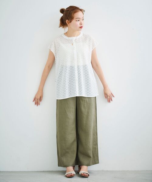 le.coeur blanc（ルクールブラン）の「フラワーレースパールボタンブラウス（シャツ/ブラウス・レディース・ブラック/オフホワイト/グリーン・38）」の19枚目の写真