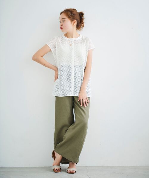 le.coeur blanc（ルクールブラン）の「フラワーレースパールボタンブラウス（シャツ/ブラウス・レディース・ブラック/オフホワイト/グリーン・38）」の20枚目の写真