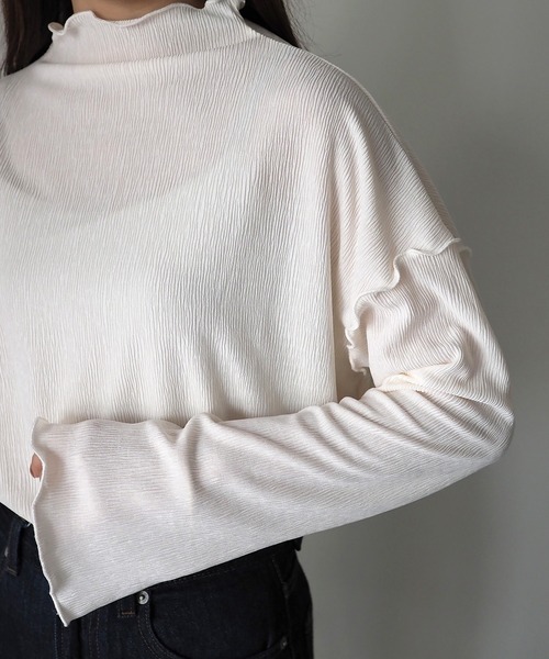 Riberry（リベリー）の「ハイネックスリット袖トップス（Tシャツ/カットソー・レディース・ブラック/アイボリー/グレイッシュベージュ・MEDIUM）」の20枚目の写真