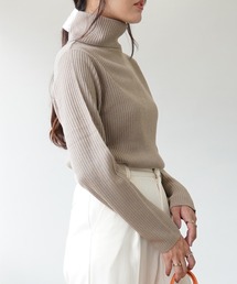 タートルネックリブニットトップス S0581【IAMUSE】