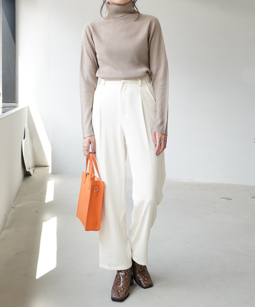 IAMUSE(アイアミューズ)の「タートルネックリブニットトップス S0581【IAMUSE】(ニット/セーター・レディース・オフホワイト/グレー/ベージュ/ブラック/モカ・L/M)」の7枚目の写真