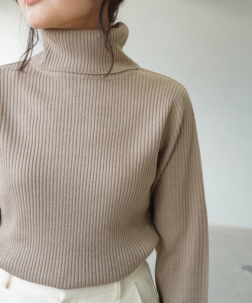 IAMUSE(アイアミューズ)の「タートルネックリブニットトップス S0581【IAMUSE】(ニット/セーター・レディース・オフホワイト/グレー/ベージュ/ブラック/モカ・L/M)」の10枚目の写真