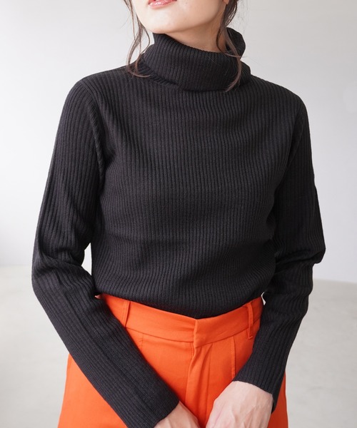 IAMUSE(アイアミューズ)の「タートルネックリブニットトップス S0581【IAMUSE】(ニット/セーター・レディース・オフホワイト/グレー/ベージュ/ブラック/モカ・L/M)」の13枚目の写真