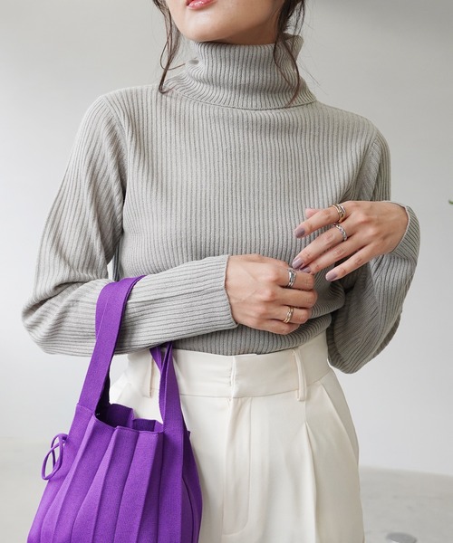 IAMUSE(アイアミューズ)の「タートルネックリブニットトップス S0581【IAMUSE】(ニット/セーター・レディース・オフホワイト/グレー/ベージュ/ブラック/モカ・L/M)」の20枚目の写真