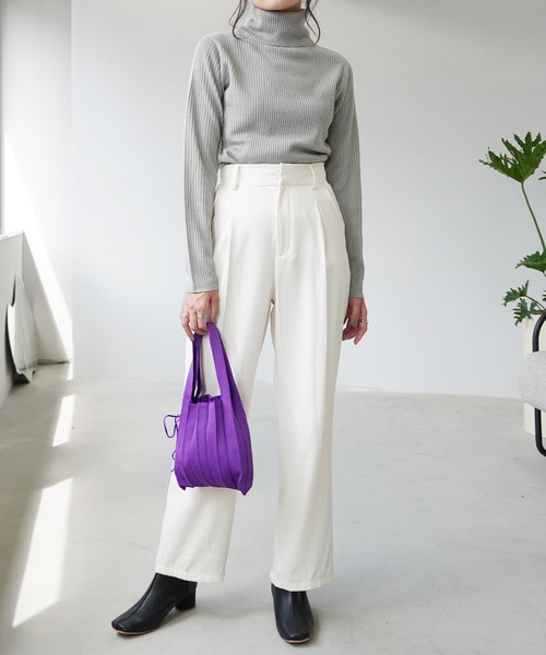 IAMUSE(アイアミューズ)の「タートルネックリブニットトップス S0581【IAMUSE】(ニット/セーター・レディース・オフホワイト/グレー/ベージュ/ブラック/モカ・L/M)」の21枚目の写真