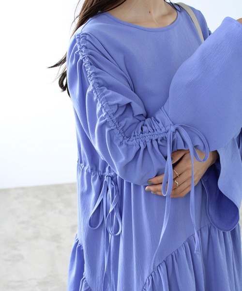 GeeRA(ジーラ)の「シャーリングワンピース(ワンピース・レディース・パープル/ブラック・LARGE/MEDIUM)」の8枚目の写真