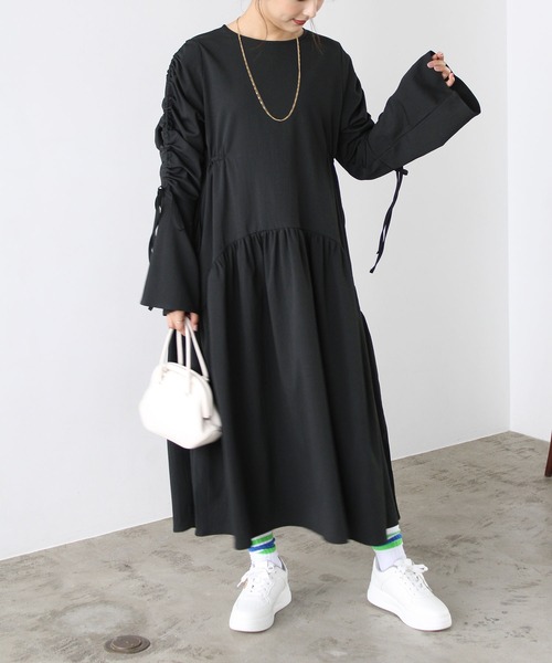 GeeRA(ジーラ)の「シャーリングワンピース(ワンピース・レディース・パープル/ブラック・LARGE/MEDIUM)」の15枚目の写真
