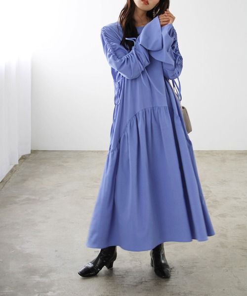 GeeRA(ジーラ)の「シャーリングワンピース(ワンピース・レディース・パープル/ブラック・LARGE/MEDIUM)」の11枚目の写真