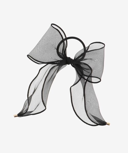 MAJESTIC LEGON（マジェスティックレゴン）の「クリアリボンヘアアクセ（ヘアゴム・レディース・ブラック/ベージュ/オフホワイト・FREE）」の8枚目の写真