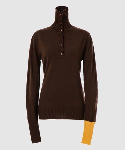 BELPER（ベルパー）の「WOOL KNIT TOP（ニット/セーター・レディース・ブルー/ブラウン・FREE）」の2枚目の写真