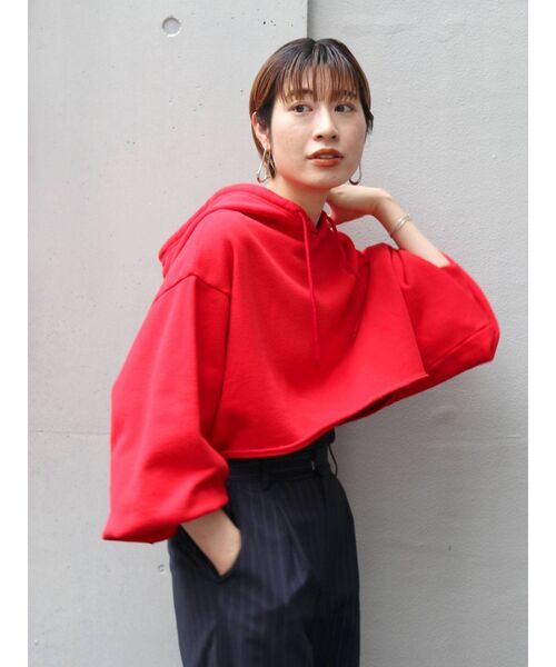 Ungrid（アングリッド）の「ウォッシュショートデザインパーカー（パーカー・レディース・ライトグレー/レッド/グリーン・FREE）」の8枚目の写真