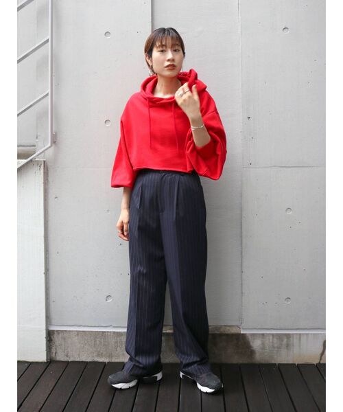 Ungrid（アングリッド）の「ウォッシュショートデザインパーカー（パーカー・レディース・ライトグレー/レッド/グリーン・FREE）」の9枚目の写真