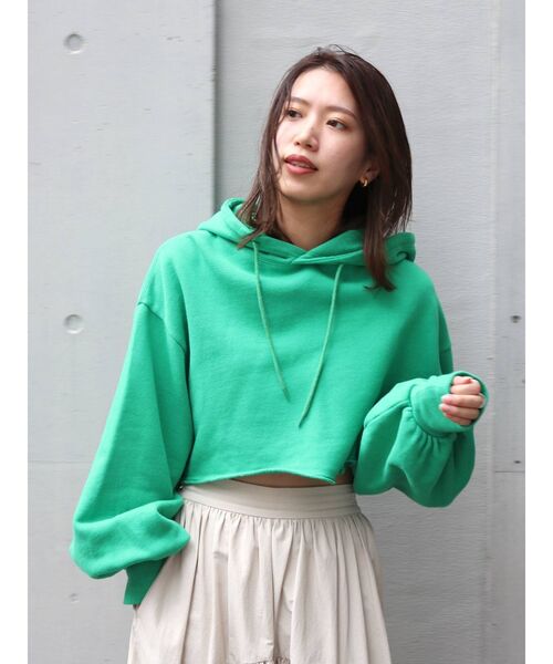 Ungrid（アングリッド）の「ウォッシュショートデザインパーカー（パーカー・レディース・ライトグレー/レッド/グリーン・FREE）」の4枚目の写真