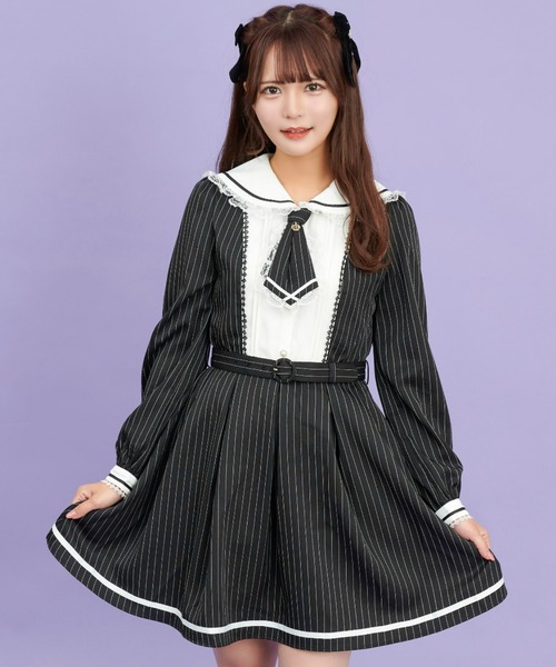 Secret Honey ネクタイ付きワンピース ウスブルー シークレットハニー Secret Honey ネクタイ付ワンピース
