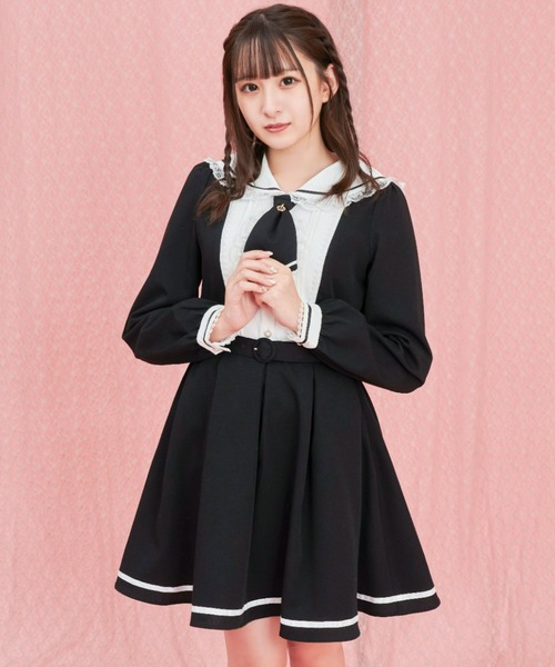 Secret Honey(シークレットハニー)の「ネクタイ付ストライプワンピース(ワンピース・レディース・ブラック/グレー/ピンク/ダークブラック・MEDIUM)」の16枚目の写真