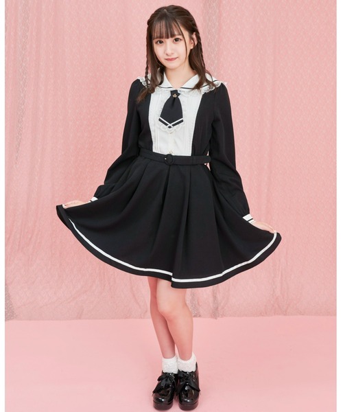 Secret Honey(シークレットハニー)の「ネクタイ付ストライプワンピース(ワンピース・レディース・ブラック/グレー/ピンク/ダークブラック・MEDIUM)」の17枚目の写真
