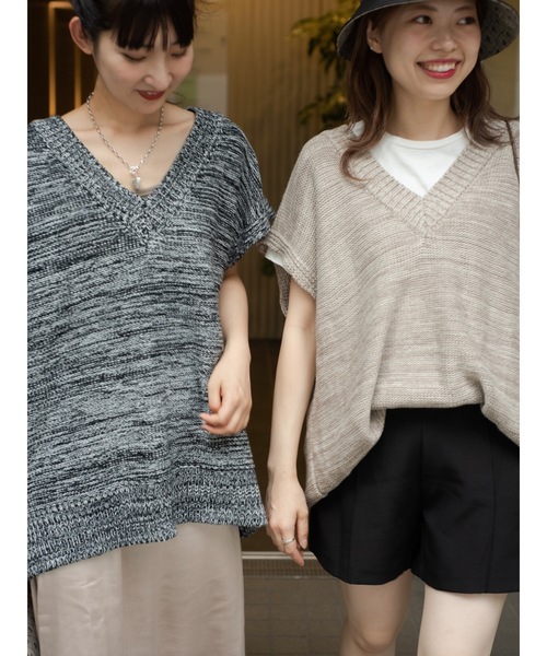 JUMELLE（ジュメロ）の「ルーズニットベスト（ベスト・レディース・ベージュ/ブラック・FREE）」の5枚目の写真