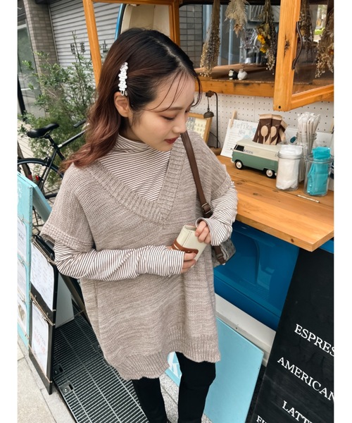 JUMELLE（ジュメロ）の「ルーズニットベスト（ベスト・レディース・ベージュ/ブラック・FREE）」の20枚目の写真