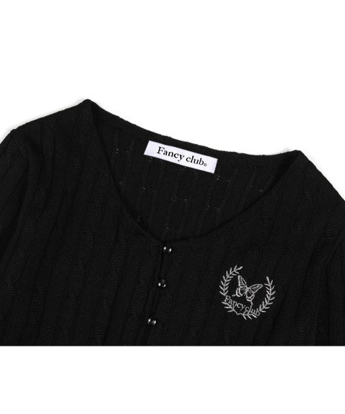 FANCY CLUB(ファンシークラブ)の「A'GEM/9 × .kom『 FANCY CLUB/ファンシークラブ』BAY LEAF BUTTON CARDIGAN/ベイリーフボタンカーディガン(カーディガン/ボレロ・レディース・ブラック/ライトグリーン・FREE)」の20枚目の写真